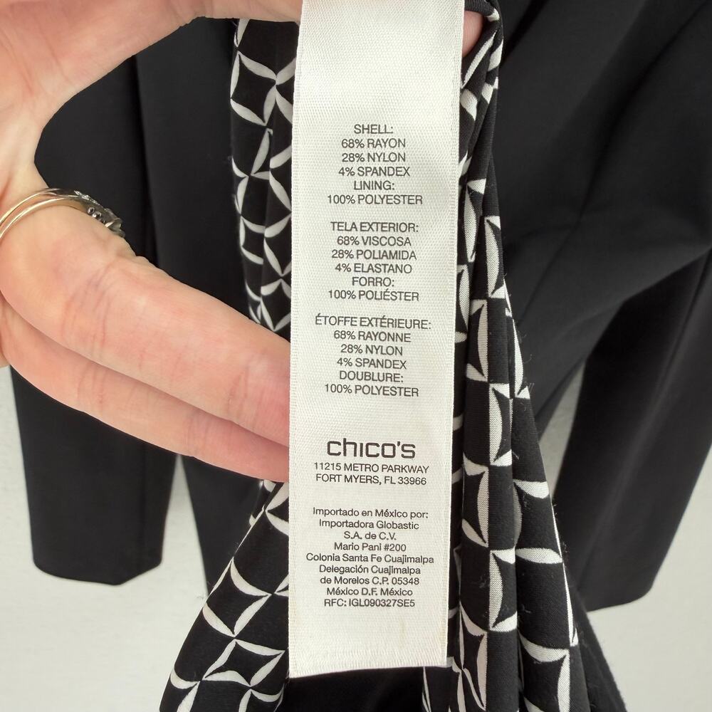 Chico’s Sz 0 Black Professional Workwear Layering Minimal Longline Blazer Jacket - Picture 14 of 15